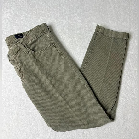 Adriano Goldschmeid AG Sz 27R Stilt Cigarette Roll Up Stripe Khaki Low Rise Crop - Picture 1 of 13